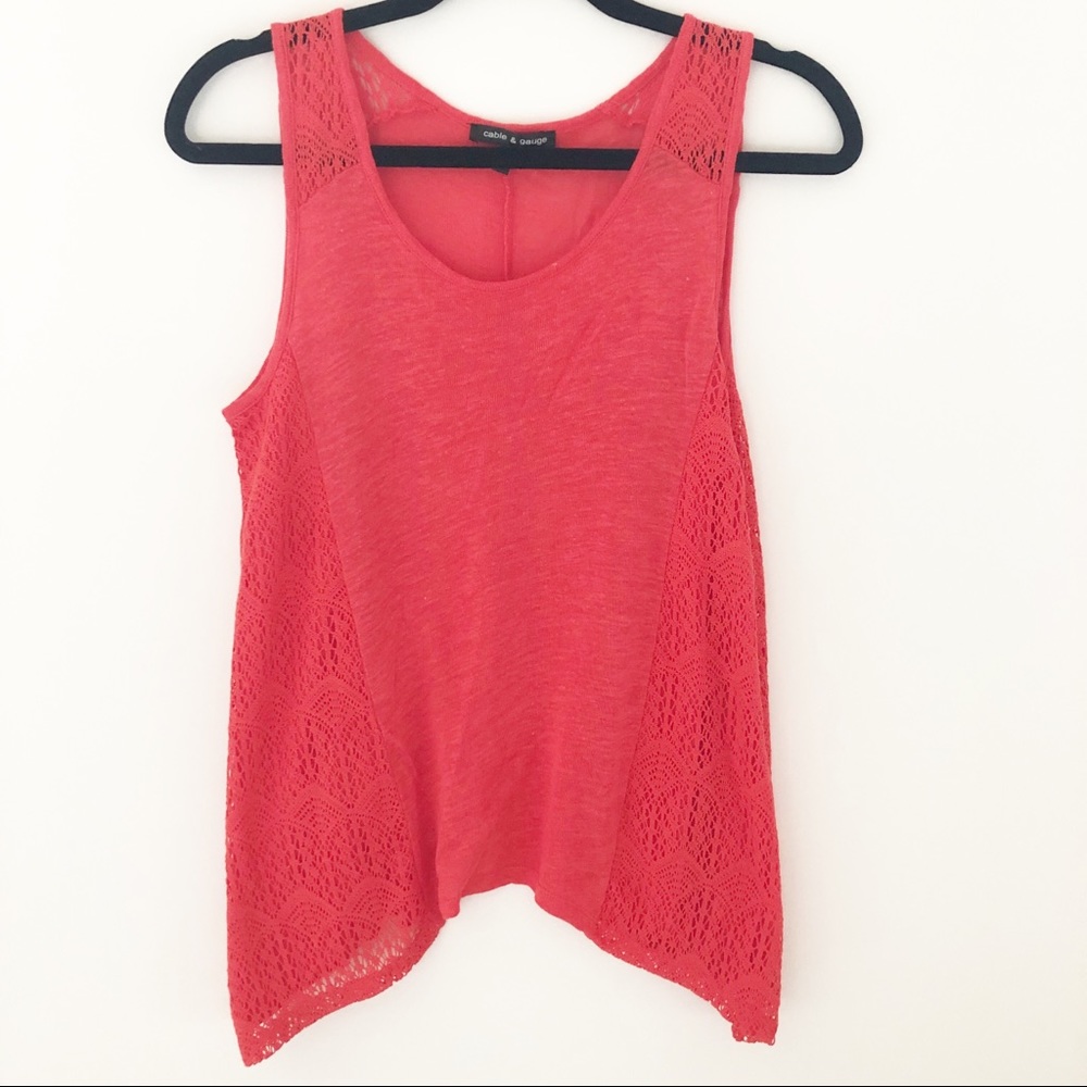 cable & gauge Lace-sided Knit Tank Top Size Small